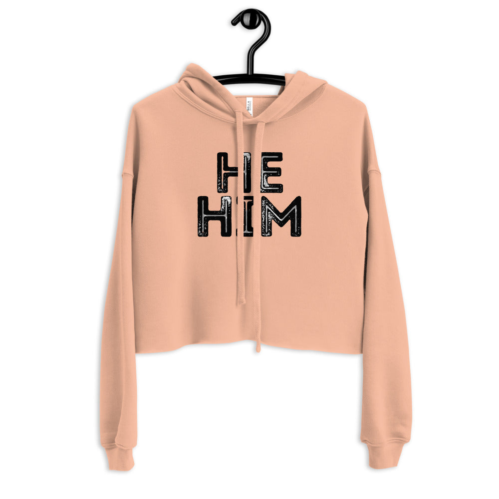 Grunge He/Him Pronouns Crop Hoodie