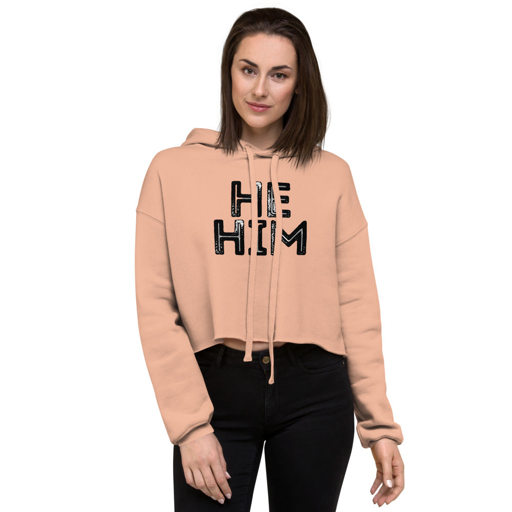 Grunge He/Him Pronouns Crop Hoodie