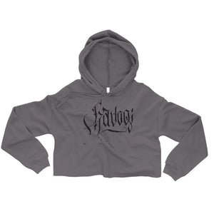 Havoq Calligraphy Crop Hoodie in Grey or Peach with Black Ink