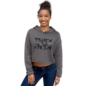 Grunge They/Them Pronouns Crop Hoodie