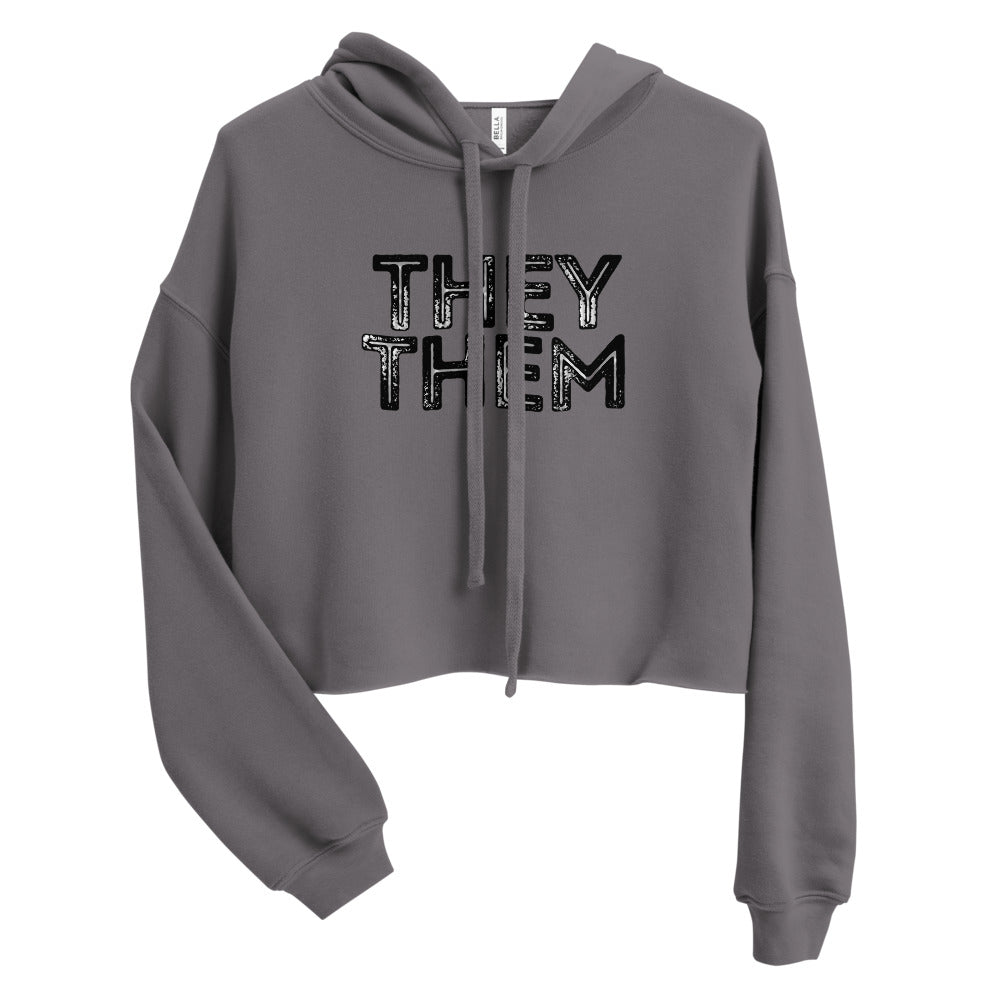 Grunge They/Them Pronouns Crop Hoodie