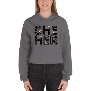 Grunge She/Her Pronouns Crop Hoodie