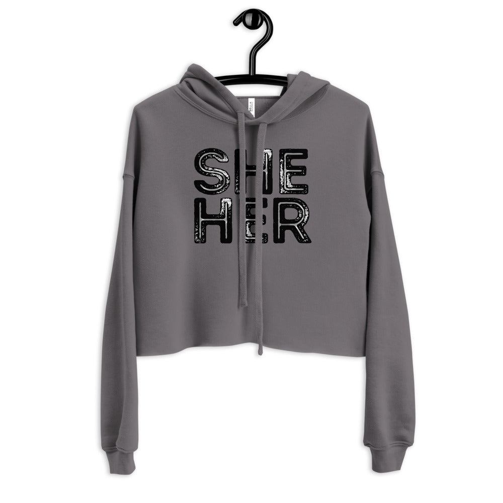 Grunge She/Her Pronouns Crop Hoodie