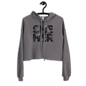 Grunge She/Her Pronouns Crop Hoodie