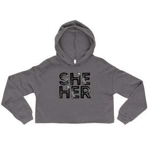 Grunge She/Her Pronouns Crop Hoodie