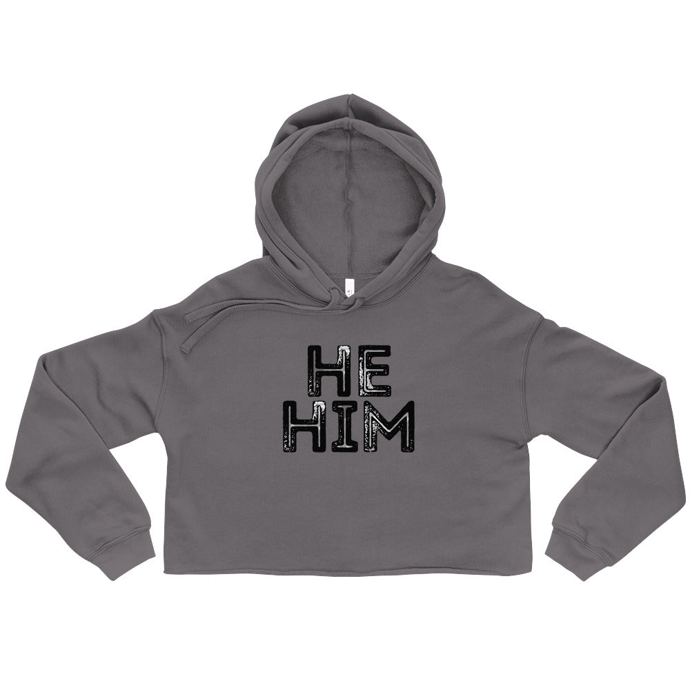 Grunge He/Him Pronouns Crop Hoodie