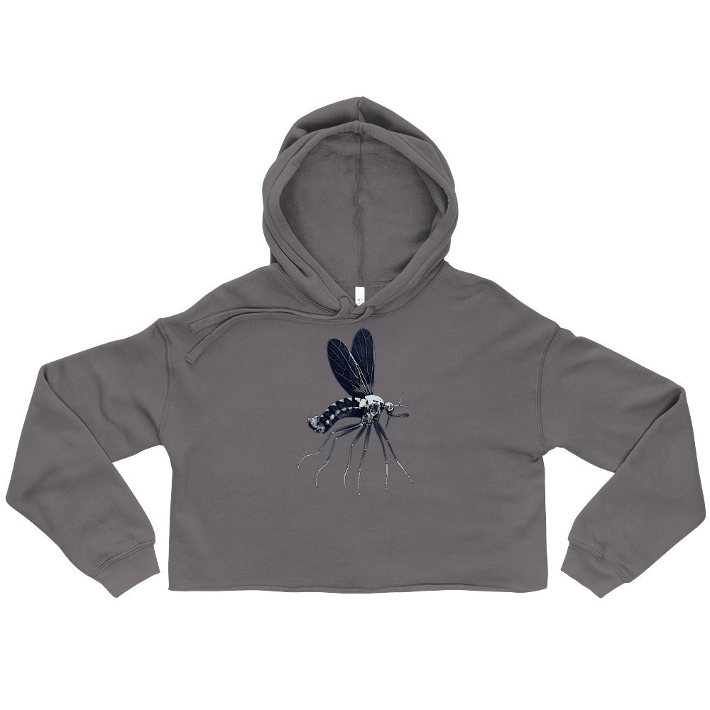 Microscopic Blue Mosquito Art Crop Hoodie by Havoq