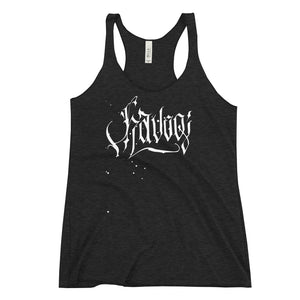 Havoq Calligraphy Comfy Racerback Tank in Dark Grey with White Ink (Bella + Canvas)