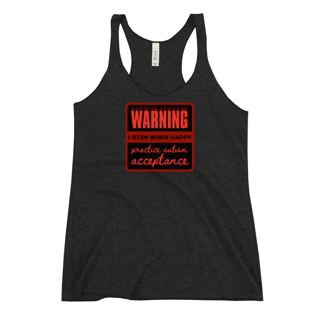 Autism Acceptance Warning Racerback Tank by Havoq (Bella + Canvas)