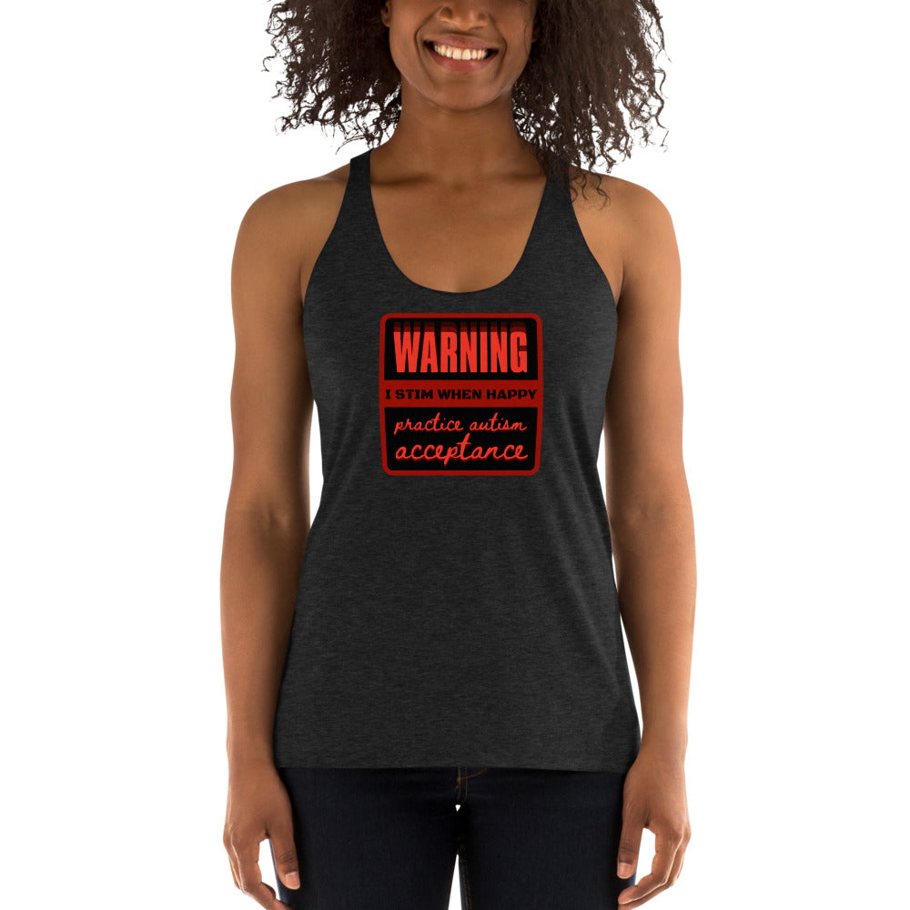 Autism Acceptance Warning Racerback Tank by Havoq (Bella + Canvas)