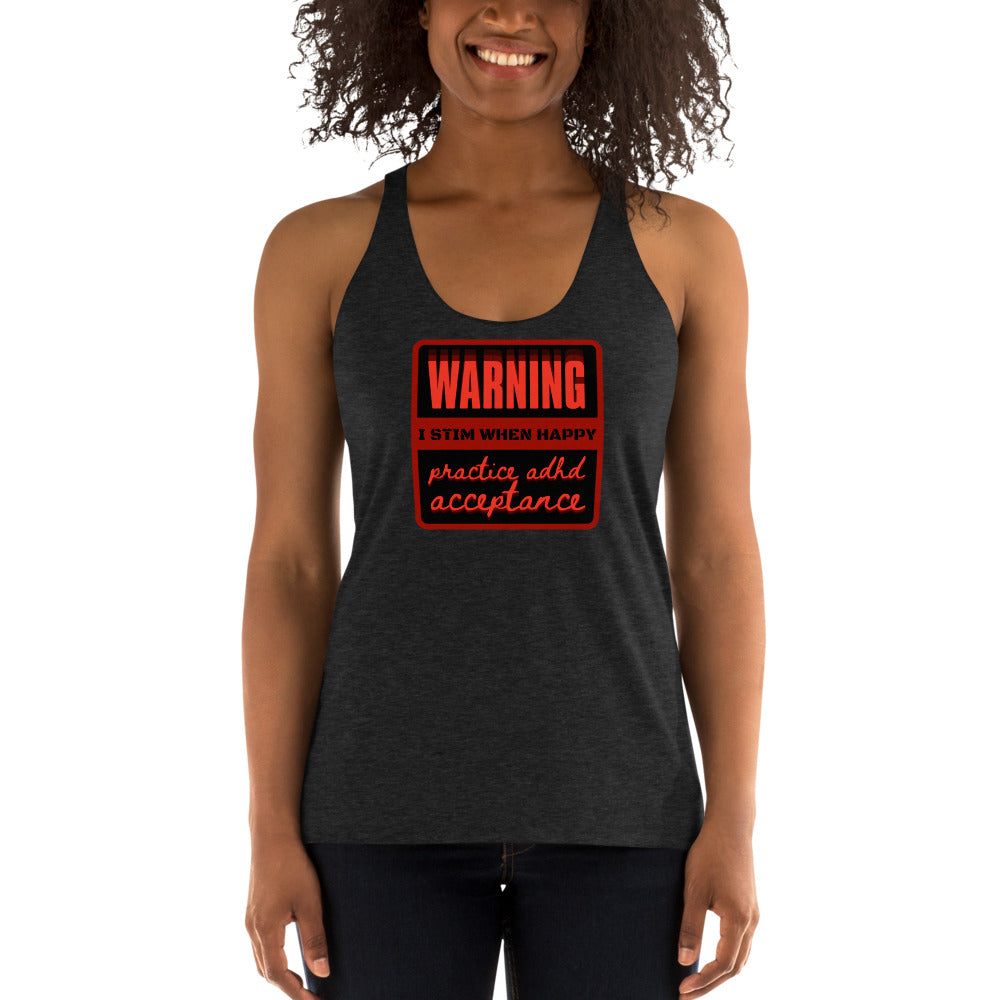 ADHD Acceptance Warning Racerback Tank by Havoq (Bella + Canvas)