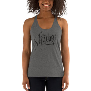 Havoq Calligraphy Comfy Racerback Tank in Heather Grey with Black Ink (Bella + Canvas)